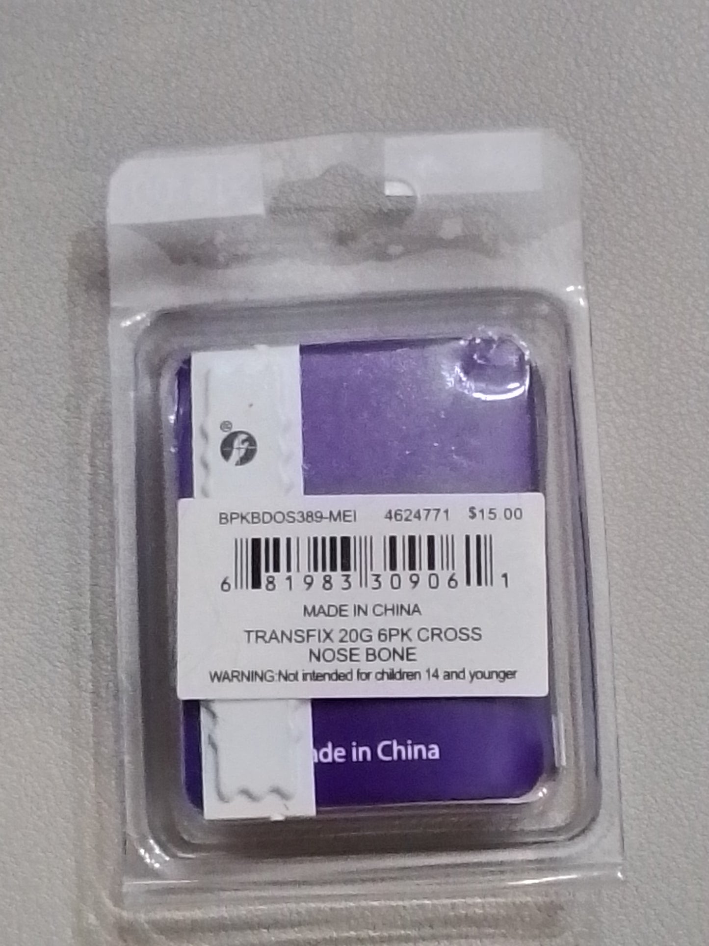 Transfix, 20G, Cross, Nose Bone 6pk