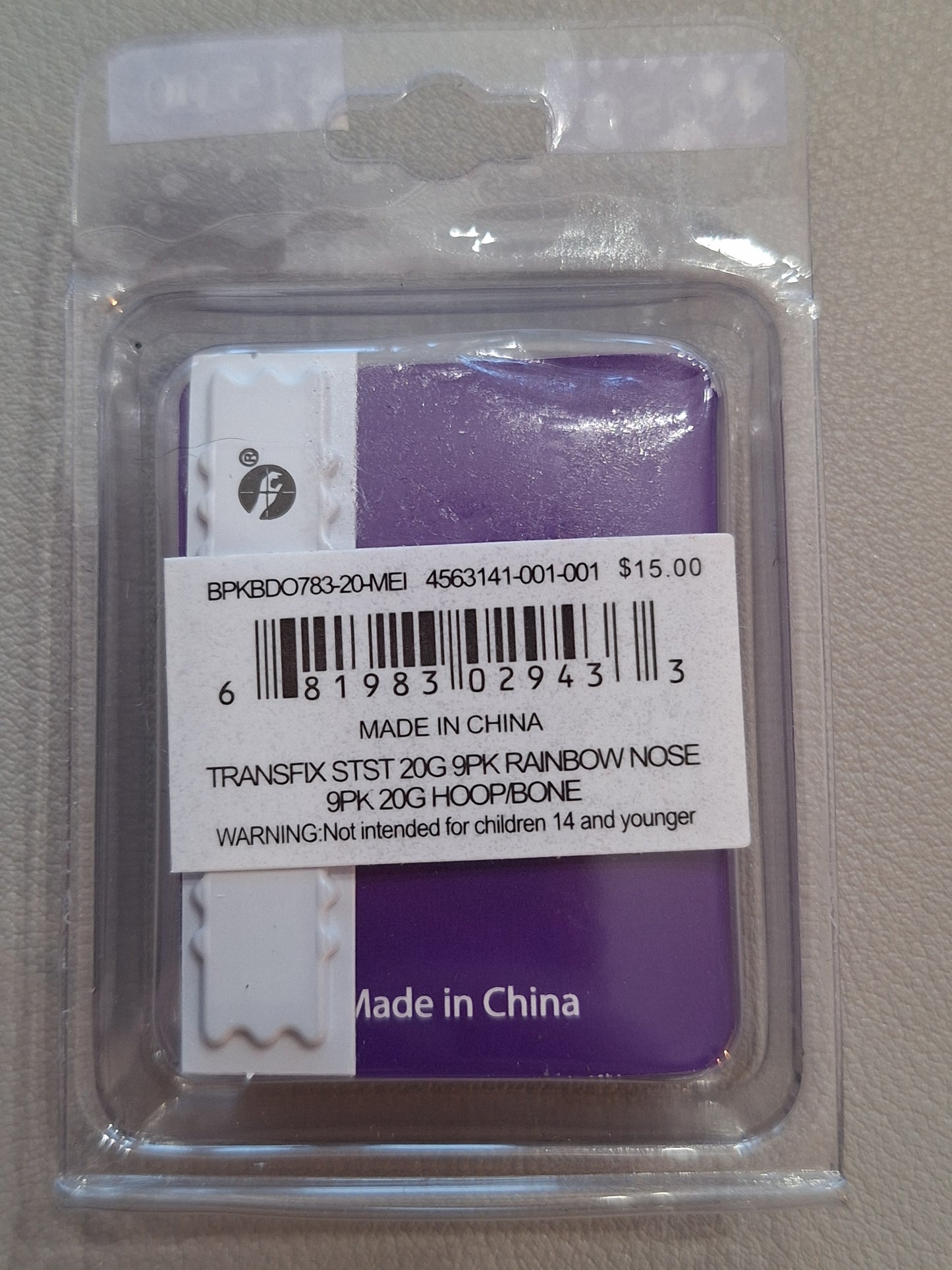 Transfix-9pk Rainbow Nose 20G