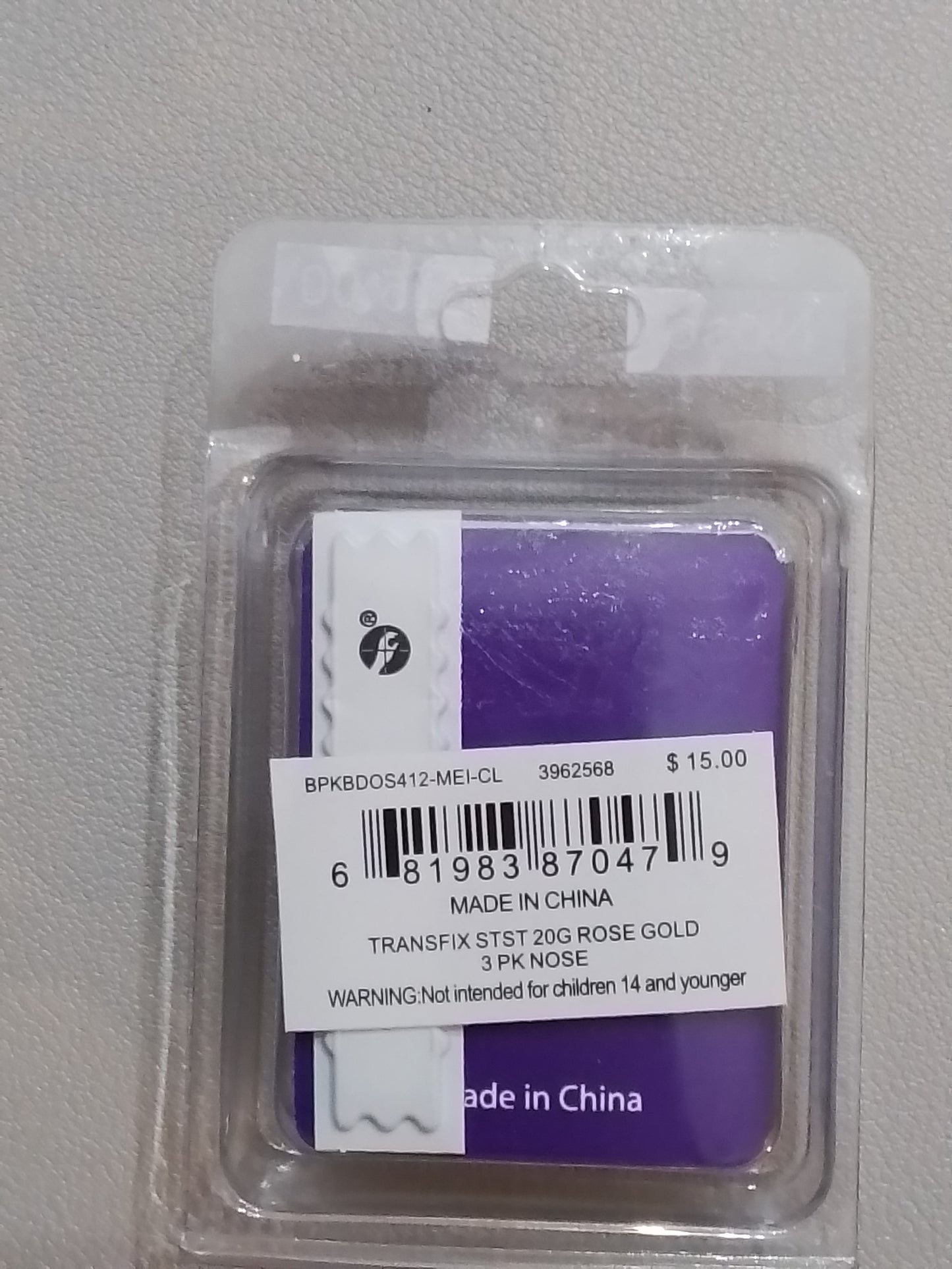 Transfiguration 20G, Rose Gold, Nose